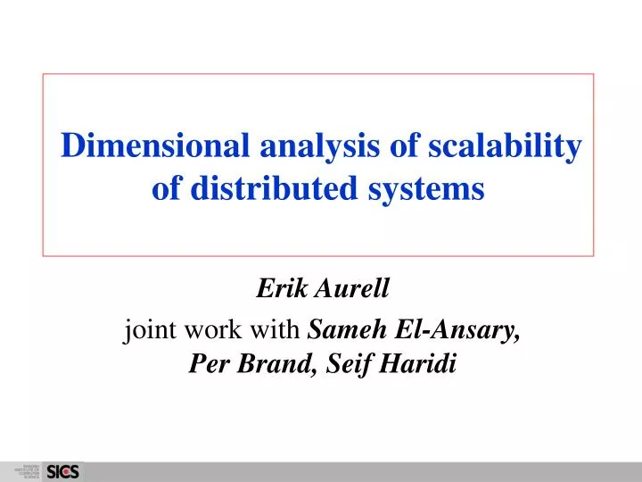 dimensional analysis of scalability of distributed systems