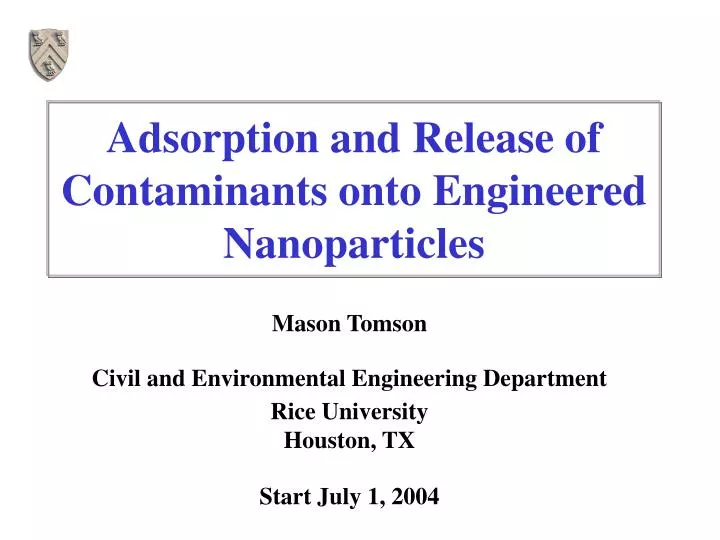 adsorption and release of contaminants onto engineered nanoparticles