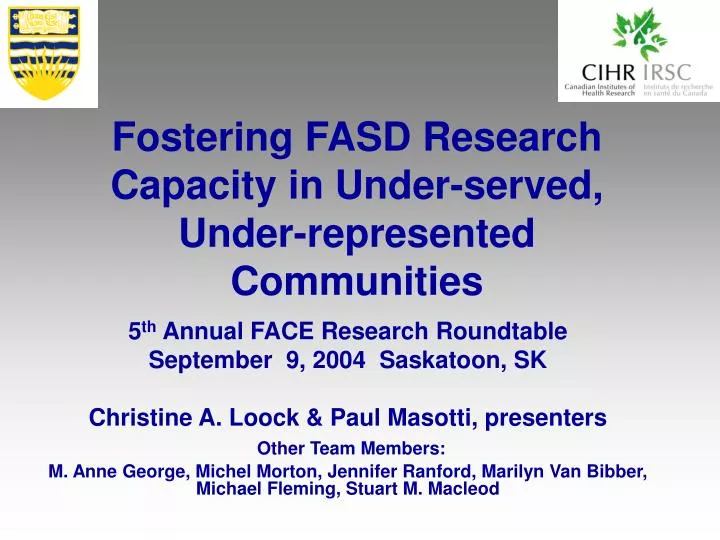 fostering fasd research capacity in under served under represented communities