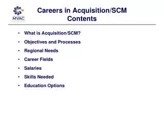 Careers in Acquisition/SCM Contents