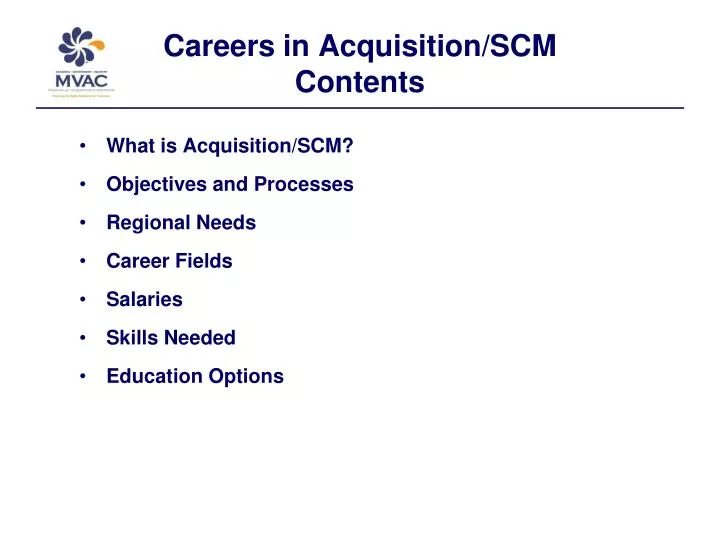 careers in acquisition scm contents