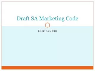 Draft SA Marketing Code