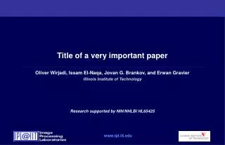 Title of a very important paper