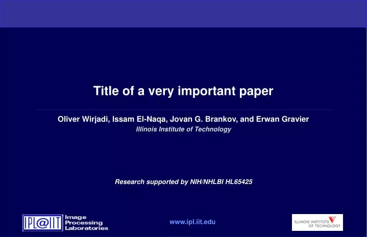 title of a very important paper