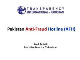Pakistan Anti-Fraud Hotline (AFH)