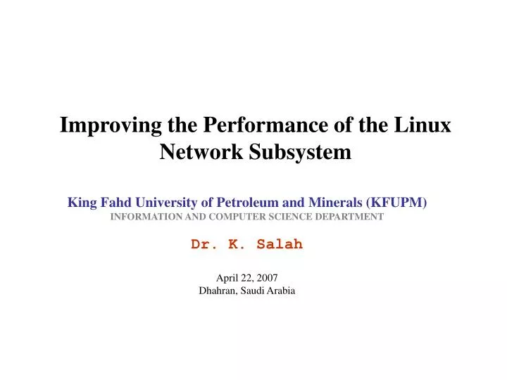 improving the performance of the linux network subsystem