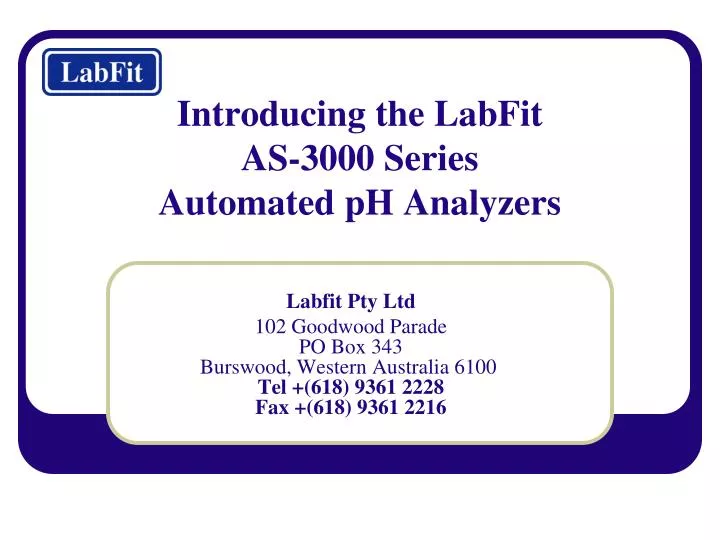 introducing the labfit as 3000 series automated ph analyzers