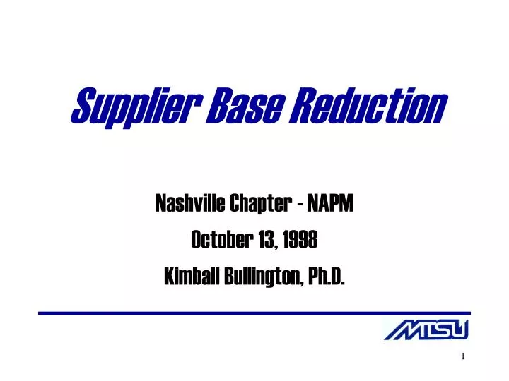 supplier base reduction