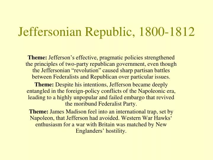 jeffersonian republic 1800 1812