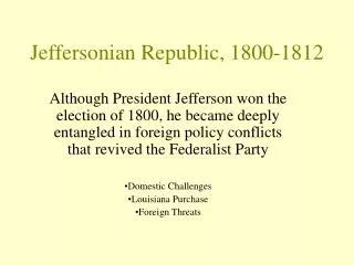 Jeffersonian Republic, 1800-1812