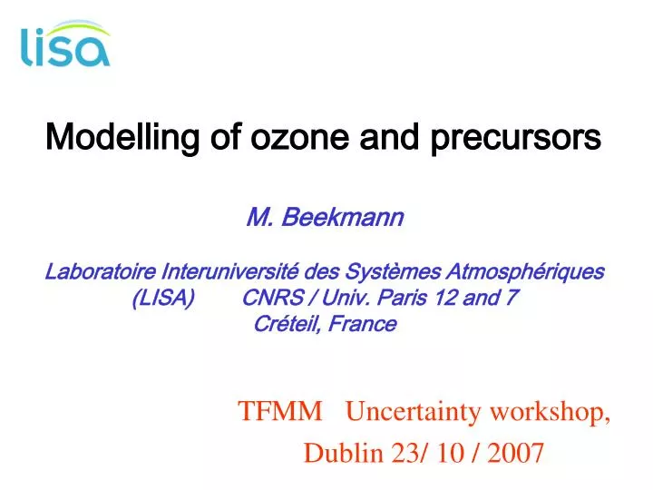 tfmm uncertainty workshop dublin 23 10 2007