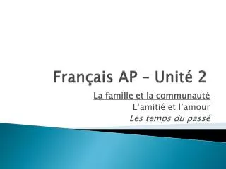 fran ais ap unit 2