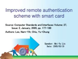 Improved remote authentication scheme with smart card