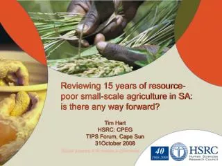 Reviewing 15 years of resource-poor small-scale agriculture in SA: is there any way forward?
