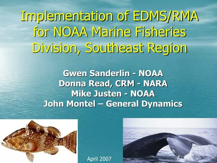 implementation of edms rma for noaa marine fisheries division southeast region