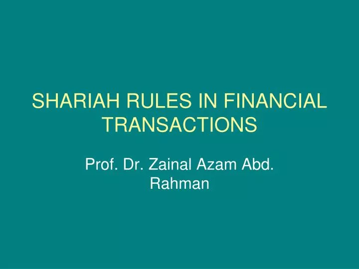 shariah rules in financial transactions