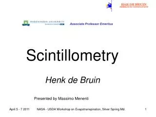 Scintillometry Henk de Bruin