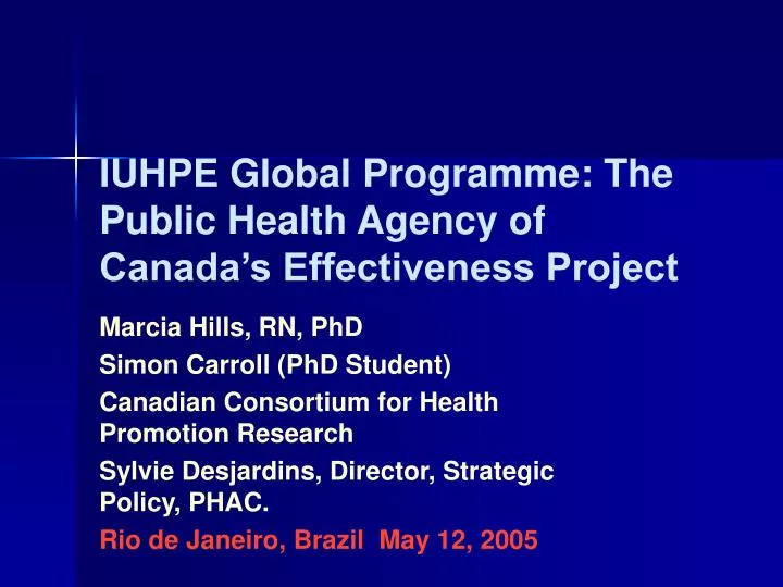 iuhpe global programme the public health agency of canada s effectiveness project