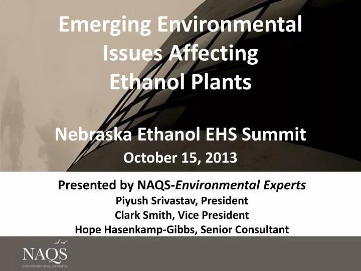 emerging environmental issues affecting ethanol plants nebraska ethanol ehs summit