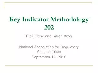 Key Indicator Methodology 202