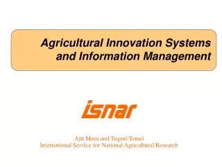 Agricultural Innovation Systems and Information Management