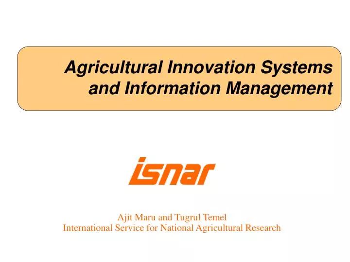 agricultural innovation systems and information management