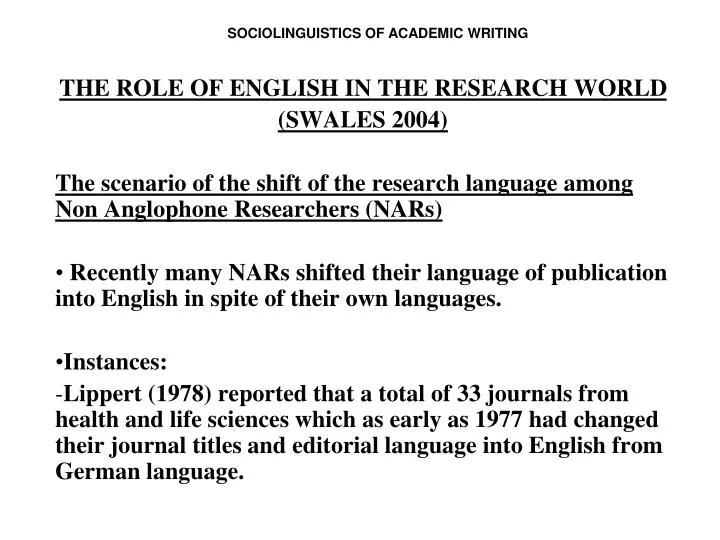 sociolinguistics of academic writing