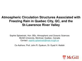 Atmospheric Circulation Structures Associated with Freezing Rain in Quebec City, QC, and the