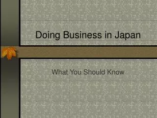 Doing Business in Japan