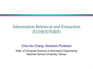 Information Retrieval and Extraction ???????