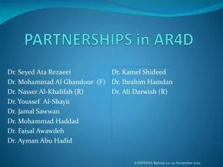 PARTNERSHIPS in AR4D