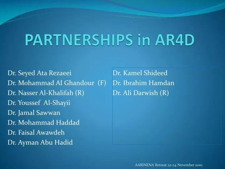 partnerships in ar4d