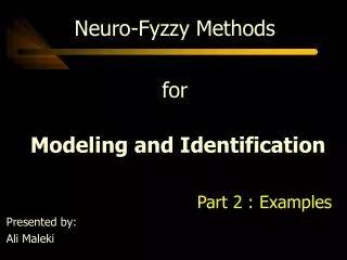 Neuro-Fyzzy Methods for Modeling and Identification Part 2 : Examples