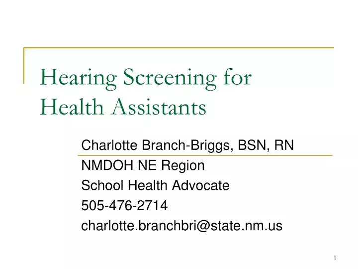 hearing screening for health assistants