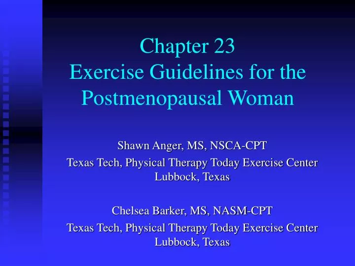chapter 23 exercise guidelines for the postmenopausal woman
