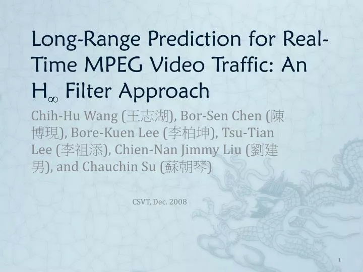 long range prediction for real time mpeg video traffic an h filter approach