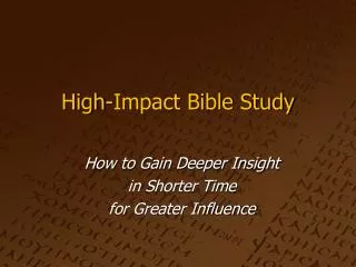 High-Impact Bible Study