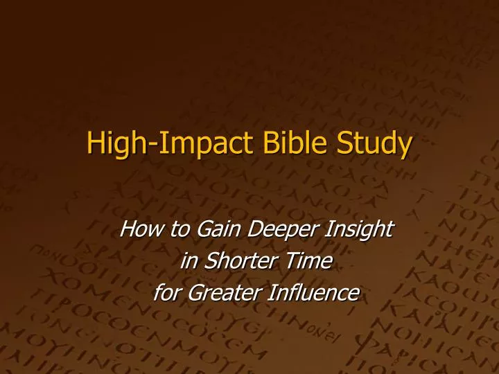 high impact bible study