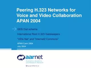 Peering H.323 Networks for Voice and Video Collaboration APAN 2004