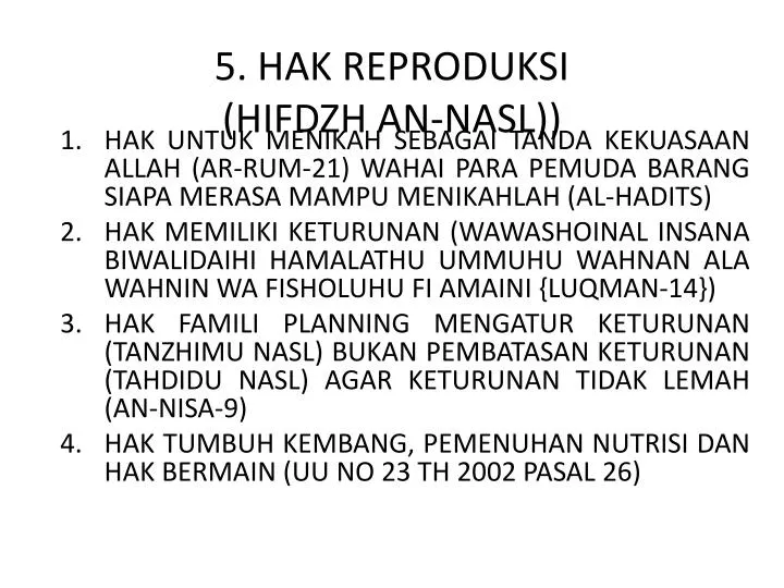 5 hak reproduksi hifdzh an nasl