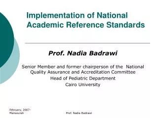 Implementation of National Academic Reference Standards