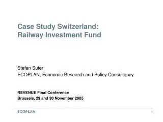Case Study Switzerland: Railway Investment Fund