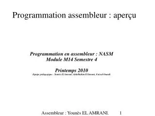 programmation assembleur aper u