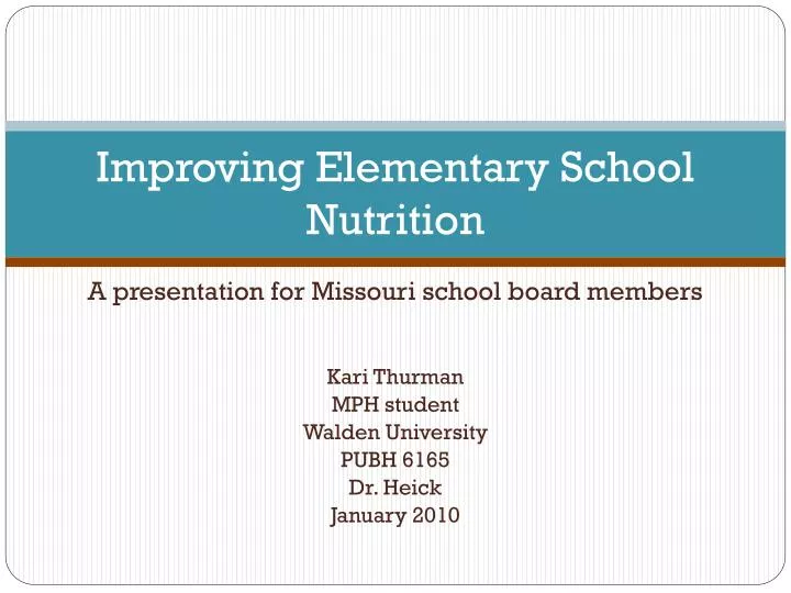 improving elementary school nutrition