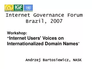 Internet Governance Forum Brazil, 2007