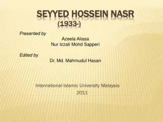 Seyyed Hossein Nasr (1933-)