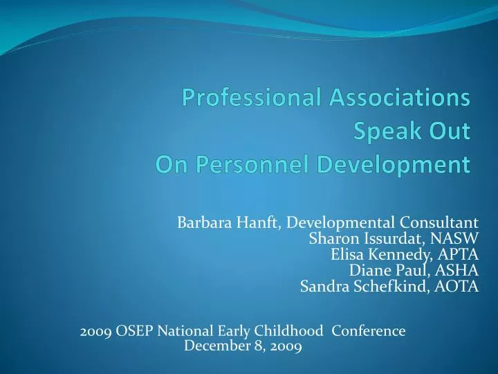 professional associations speak out on personnel development
