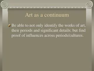 Art as a continuum