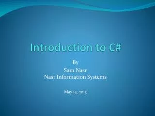 Introduction to C#