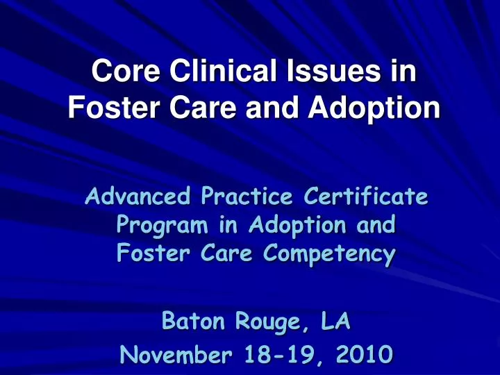 core clinical issues in foster care and adoption